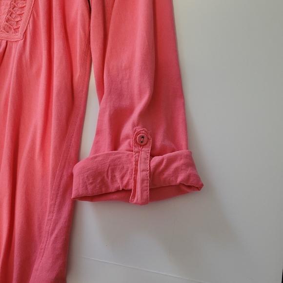 Charter Club Women's Size Medium Top 3/4 Sleeve Roll Tab Sleeve High-low hem - Picture 5 of 10